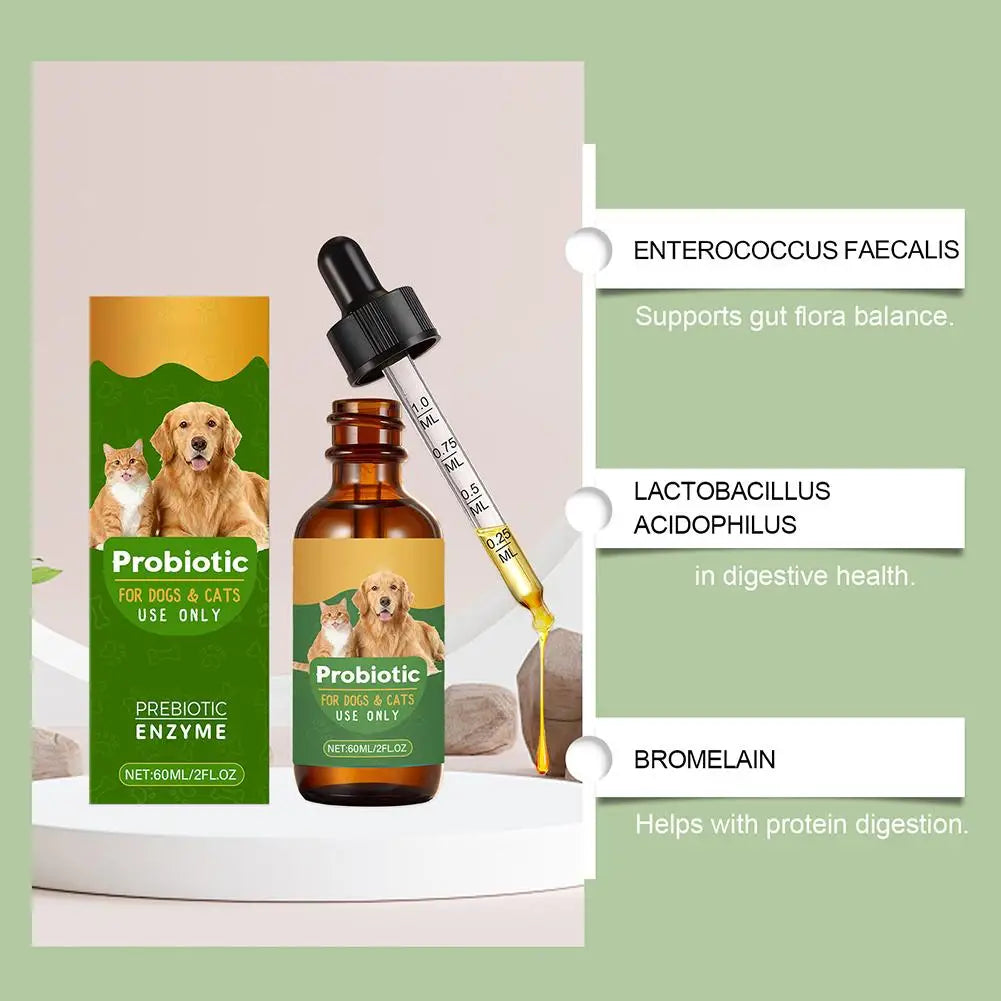Pet Nutrition Supplement Probiotic Drops Containing Enzymes Used For Pet Digestion And Immune Support Daily Health Supplement