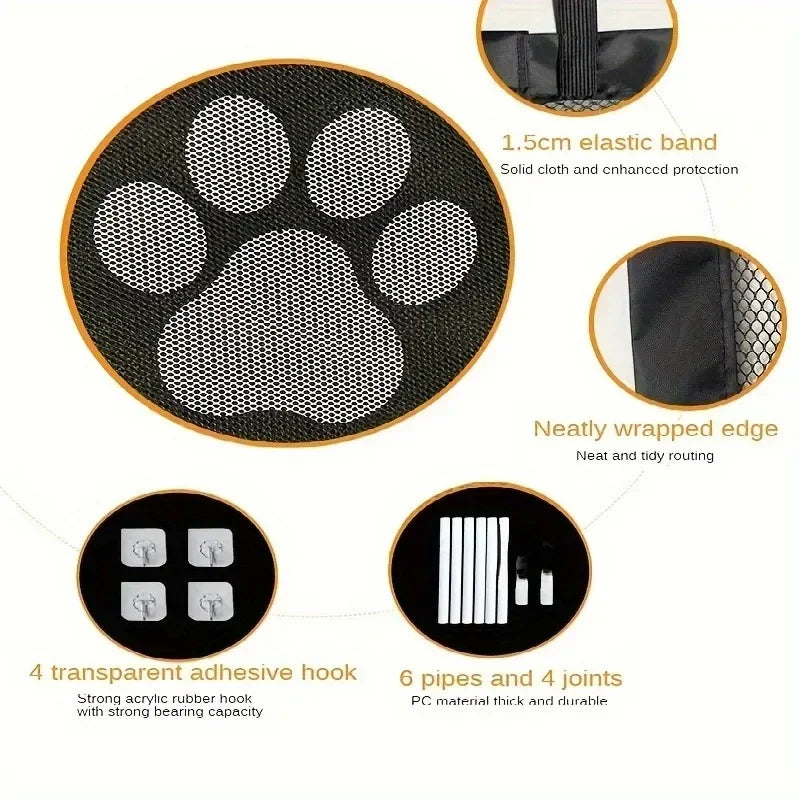 Pet Dog Barrier Fences Portable Folding Breathable Mesh Pet Safety Gate Isolated Networks Doorways Staircases Dog Fences