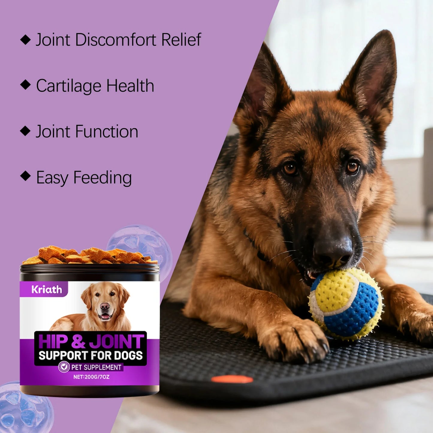 Pet Dog Joint Care Soft Chews-Nourishing Formula Supports Cartilage Relieves Discomfort Supplements Nutrition Promotes Movement